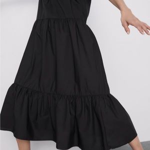 Zara black cotton poplin tiered midi dress size 6 excellent condition